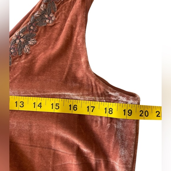 Women’s Joa Of Los Angeles Crushed Velvet Floral Embroidery Maxi Desss Boho Sz M - Picture 4 of 8